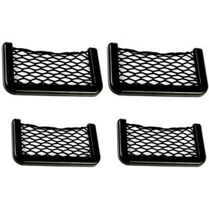 Meltset M 4Pcs Car Storage Net, Black Seat Side Back Storage Net Bag