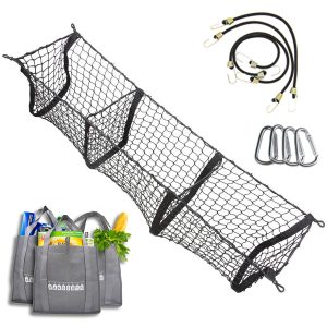 Trunk Cargo Organizer Three Pocket Mesh Storage Net