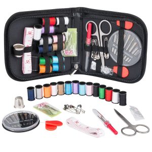 Sewing Kit for Traveler Organizer Filled with Scissors, Thimble