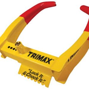 Trimax Deluxe Universal Wheel Chock Lock-Yellow/Red