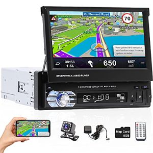 Backup Camera Stereo 7 Inch Flip Out Touch Screen Car Radio with GPS Navigation
