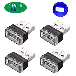 Lipctine 4 PCS USB LED Car Interior Atmosphere Lamp