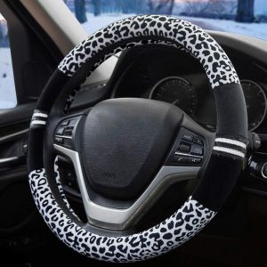 XCBYT Fluffy Leopard Steering Wheel Covers