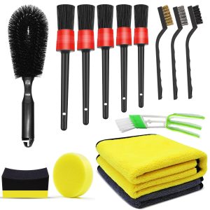 Car detailing kit with car detailing brush set