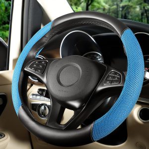 Steering Wheel Cover with Leather and Breathable Viscose