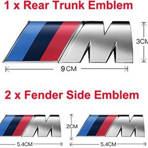 3pcs fit BMW M Power Badge Metal Tri Color Emblem Sticker