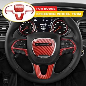4 Pcs Red Carbon Fiber Steering Wheel Decoration Trim